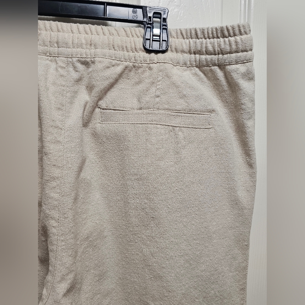 Zara Ivory Relaxed Cotton Pants Size XL Beige Drawstring Waist Casual Pockets - Picture 7 of 10
